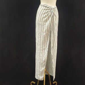 L Space Womens Striped Twist Front Sarong Size S White Beach Coastal Swim Summer